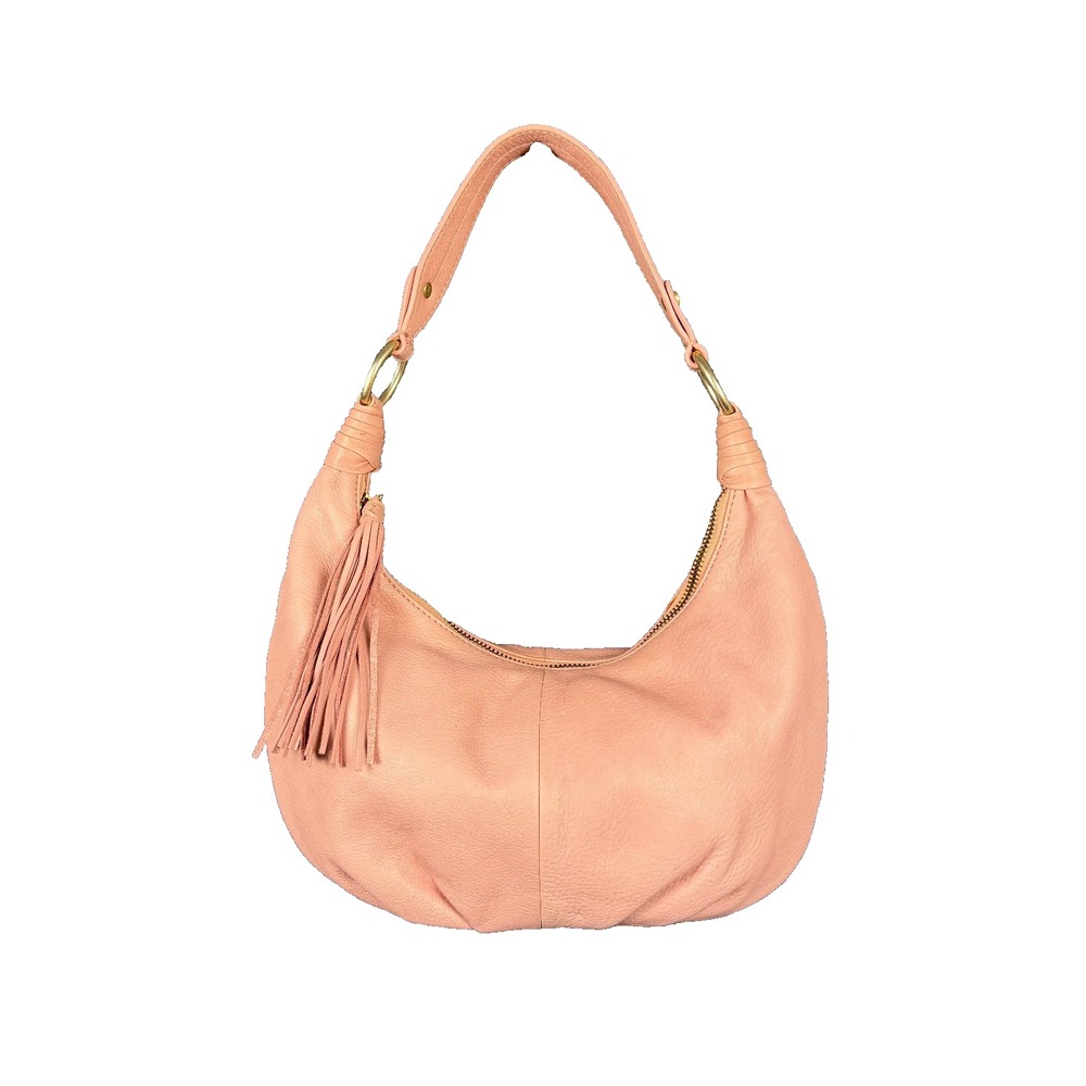 Sigrid Olsen Vintage Pink Leather Y2K Hobo Bag Tassel Crescent Shoulder Purse - Picture 6 of 15